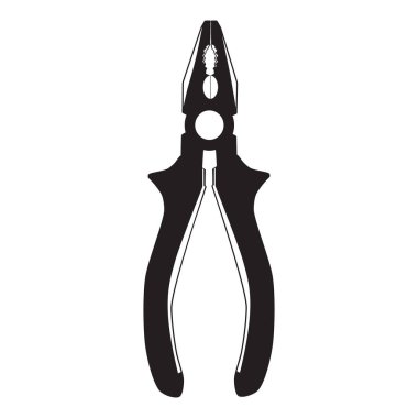 Kombine pense siyah siluet. Elektrikçi, tamirci çalışma aracı, vektör.