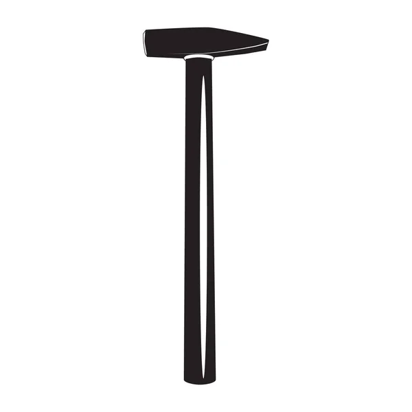Martillo silueta negra, herramienta de trabajo manual. Mini martillo de trineo, vector. — Vector de stock