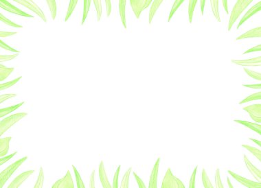 Yeşil tropik yapraklardan oluşan suluboya kare çerçeve. Davetiyeler, reklamlar, kartpostallar için bir geçmiş.