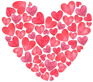 Suluboya Sevgililer Günü Pembe Kırmızı Aşk Kalpleri