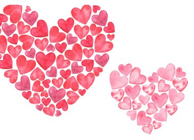 Suluboya Sevgililer Günü Pembe Kırmızı Aşk Kalpleri