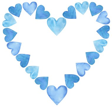 Suluboya Sevgililer Günü Mavi Aşk Nazik Kalpler kompozisyonu