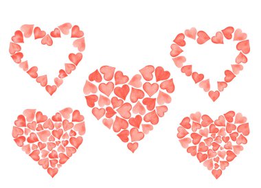 Suluboya Sevgililer Günü Kırmızı Aşk Nazik Kalpler Kompozisyonu