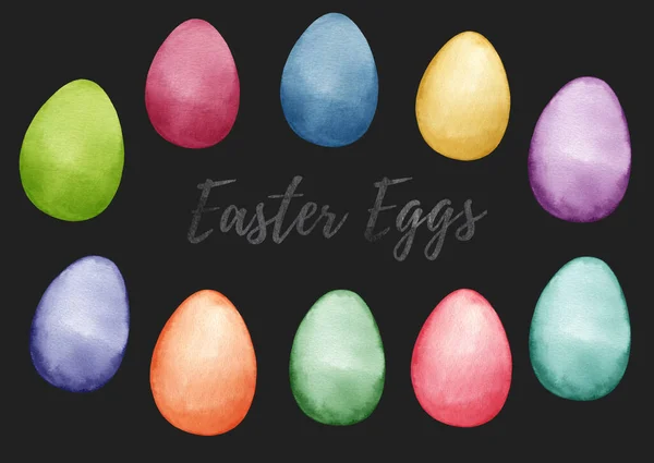 Acuarela Huevos de Pascua, huevos decorativos coloridos ilustre — Foto de Stock