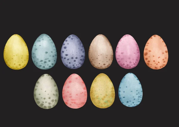 Acquerello uova di Pasqua, Colorato decorazione uova illlustrazione — Foto Stock