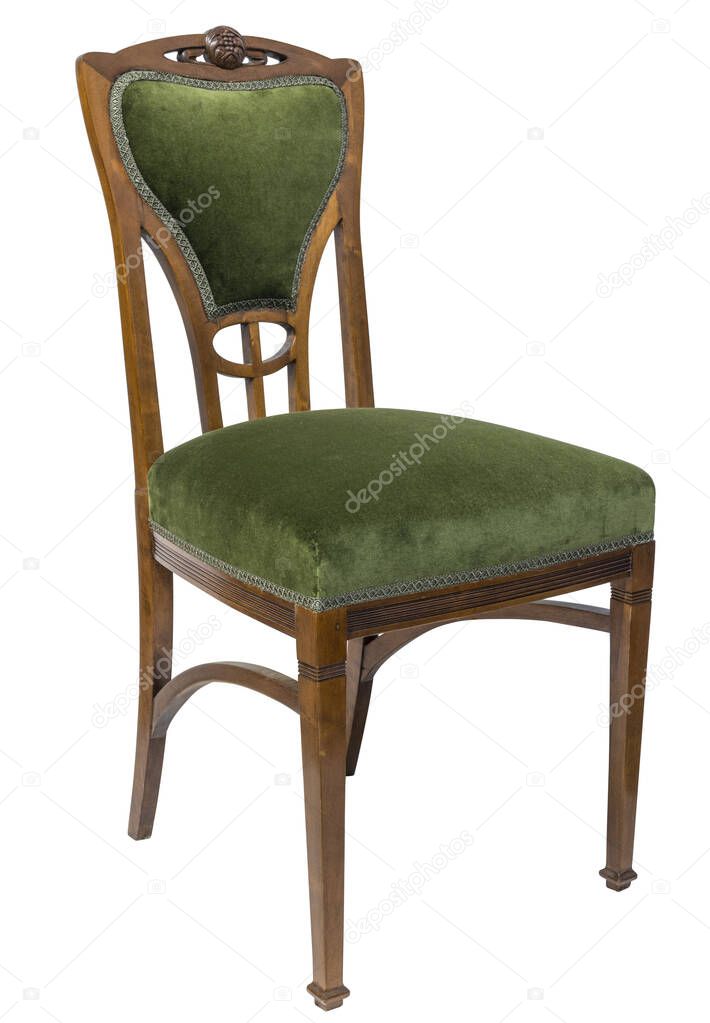 Art Nouveau style ,antique mahogany Chair isolated on white background