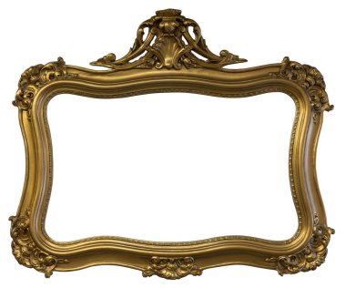 Beyaz arkaplanda izole edilmiş altın çerçeve veya fotoğraf çerçevesi.
