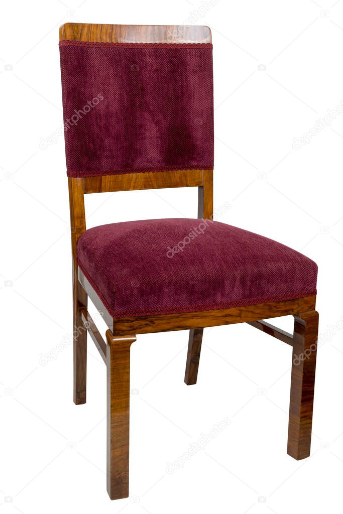 Art Deco style ,antique mahogany Chair isolated on white background