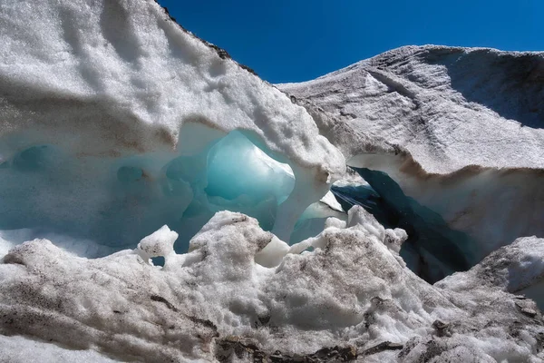 Eis Und Schnee Berggletscher Des Alibek Gletschers Dombai Kaukasus Russland — Stockfoto