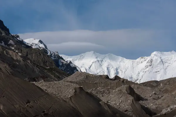 Bezengi Mountain Range Snow Glaciers Covered Stones Nature Reserve Kabardino — Stock Photo, Image