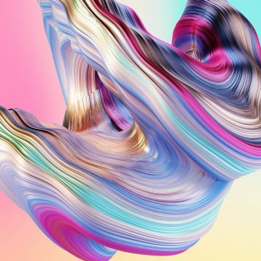 Bilgisayar tarafından oluşturulan renkli dalgalı yüzey 3d oluşturma