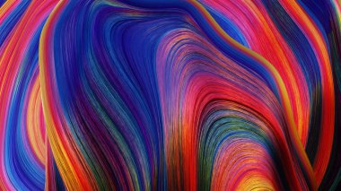 Bilgisayar tarafından oluşturulan renkli dalgalı yüzey 3d oluşturma