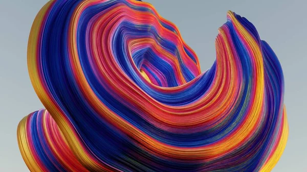计算机生成的彩色波浪面3D渲染 — 图库照片