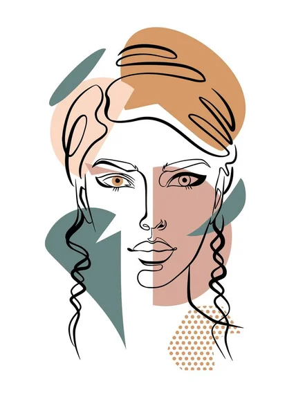 Portré egy nő minimalista arc folyamatos vonal — Stock Vector