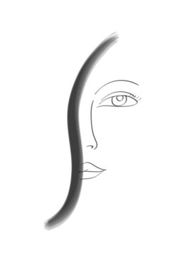 Minimalist stil güzel kadın yüzü birkaç çizgili