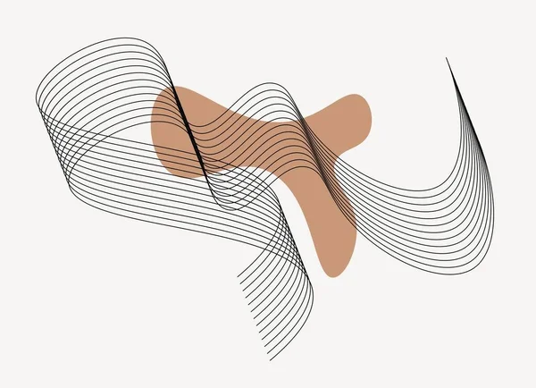 Formas abstractas con líneas y manchas, colores tierra — Vector de stock