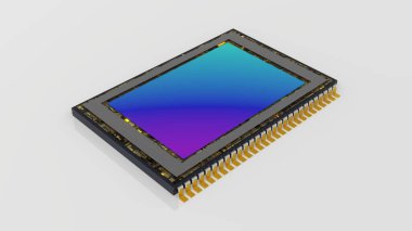 Modern dijital kamera sensörü beyaz, kırpma yolu dahil, 3B görüntüleme