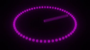 Stopwatch 3D kadranı, perspektif olarak neon parıltısı, ayrık, 3D görüntüleme, 60 saniye