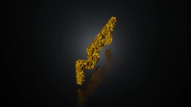 Finansal olmayan konsept illüstrasyon, NFT kelime ile altın kablolar teknoloji yüzeyi siyah dikişsiz rotasyon, 3D yorumlama