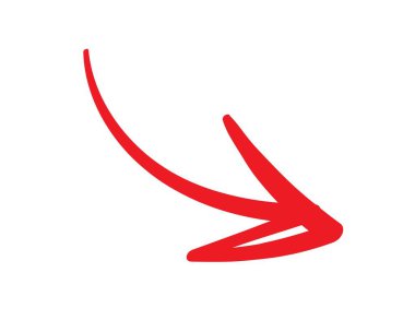 Kırmızı el yapımı ok, mürekkep, fırça stili, beyaz üzerine.