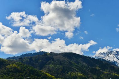 Dağlar ve gökyüzü, atsal, manzara yönelimi, metin için boşluk