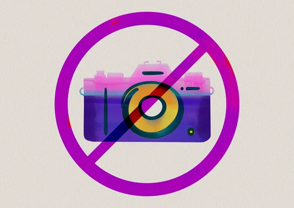 El signo de la fotografía está prohibido, dibujado a mano, watecolors — Foto de Stock