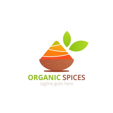 Organik Baharatlar logo tasarımı. Yemek vektör çizimi. Sağlıklı basit logot tipi