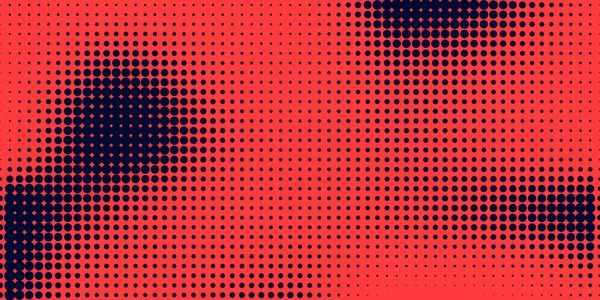 Semitono en estilo abstracto. Textura geométrica retro vector banner. Impresión moderna. Fondo azul oscuro y rojo. Efecto luz — Archivo Imágenes Vectoriales