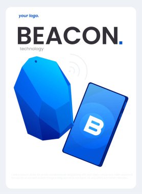 Beacon Boom Beacon Teknoloji broşürü Yerel SEO Stratejisi. Vektör düz illüstrasyon.
