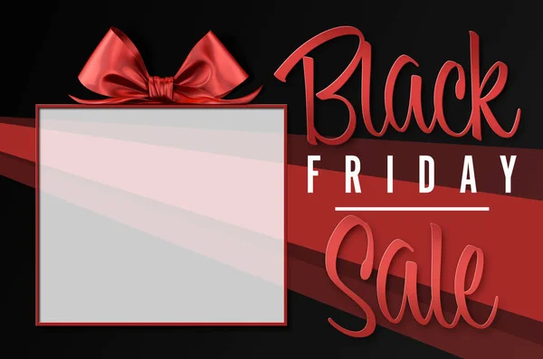 Kara Cuma bayrağı, beyaz ve kırmızı metin, zarif arka plan, kurdele ve rostoyla. alışveriş kavramı