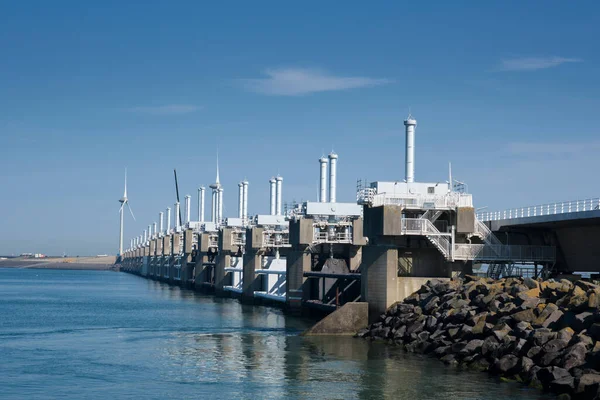 Zeelandbrug Deltawerken Holland Aan Oosterschelde Ter Bescherming Van Holland Tegen Stockafbeelding