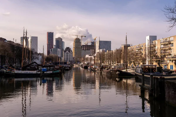 Rotterdam City Oude Haven Nejstarší Část Přístavu Historické Loděnice Old — Stock fotografie