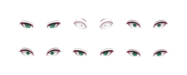 Anime Manga Boy Expressions Eyes Set. Japanese Cartoon Style Stock