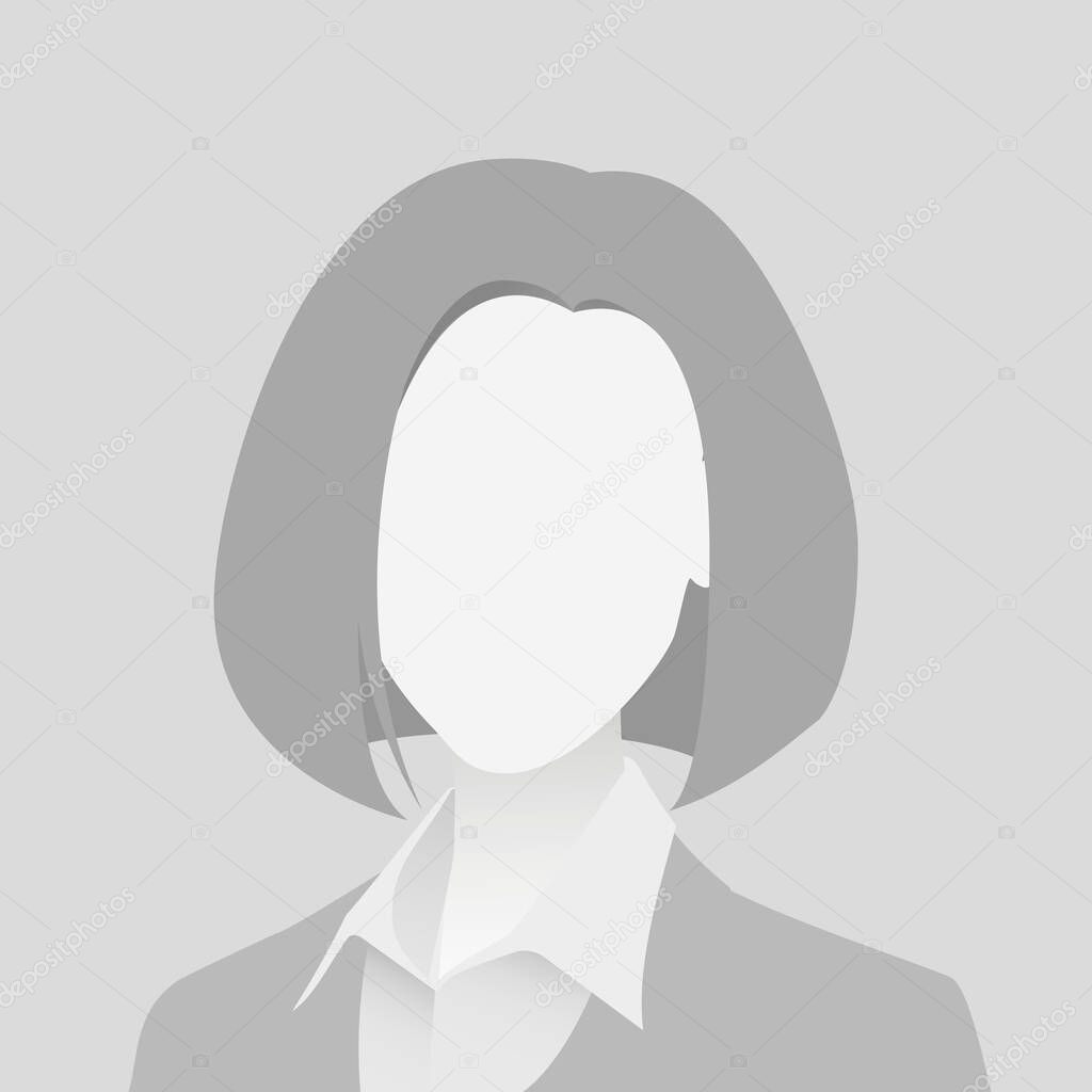 Default avatar photo placeholder. Grey profile picture icon. Business woman illustration