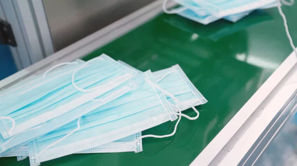 Face mask production line in modern factory