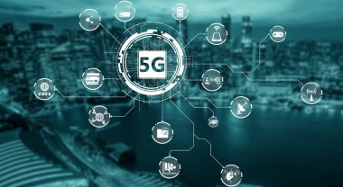 Akıllı şehirde gelişmiş iletişim ve küresel internet ağı bağlantısı