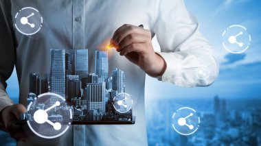 Modern yaratıcı iletişim ve internet ağı akıllı şehirde birleşir