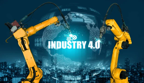 Bras robotisés industriels intelligents pour la technologie de production industrielle numérique — Photo