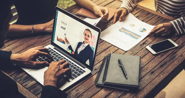 Conceito de Encontro de Apresentação de Negócios Online e de E-learning. — Fotografia de Stock