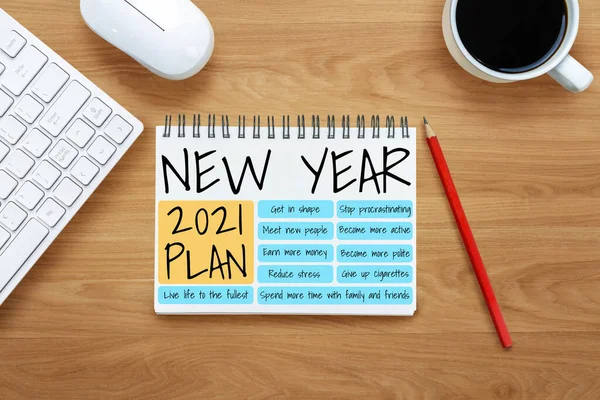 2021 Feliz Ano Novo Lista de Metas de Resolução — Fotografia de Stock