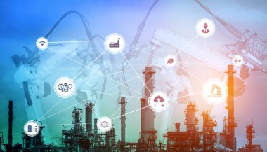 Sanayi 4.0 teknoloji konsepti - Dördüncü endüstriyel devrim için akıllı fabrika