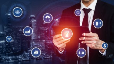 Sanayi 4.0 teknoloji konsepti - Dördüncü endüstriyel devrim için akıllı fabrika