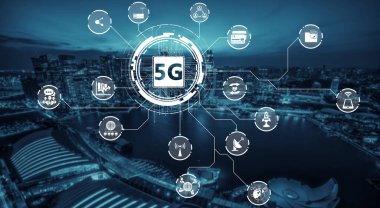 Akıllı şehirde gelişmiş iletişim ve küresel internet ağı bağlantısı