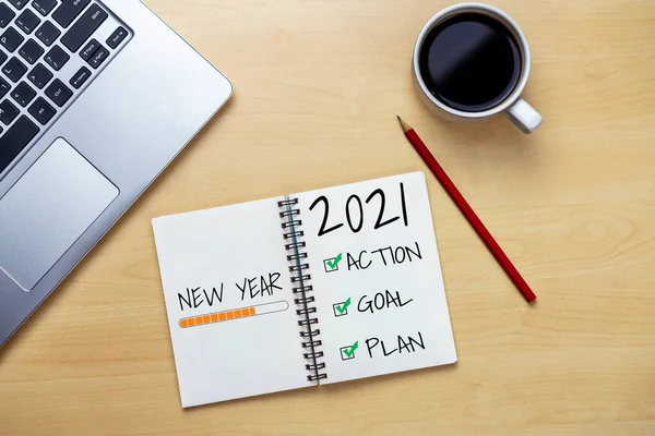 2021年快乐新年决心目标列表 — 图库照片