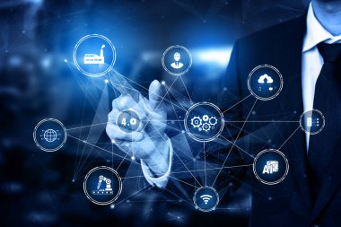 Sanayi 4.0 teknoloji konsepti - Dördüncü endüstriyel devrim için akıllı fabrika