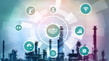 Sanayi 4.0 teknoloji konsepti - Dördüncü endüstriyel devrim için akıllı fabrika