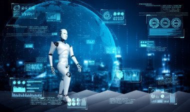 3D görüntüleme robotu insansı başarıya ulaşmak için merdivenlerden çık