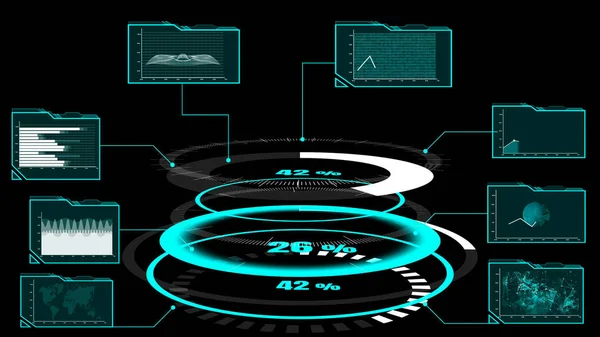 Cruscotto futuristico dell'interfaccia utente per l'analisi dei big data nel grafico informativo — Foto Stock