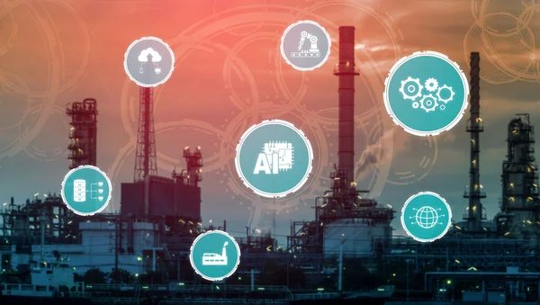 工业4.0技术概念-第四次工业革命的智能工厂 — 图库照片