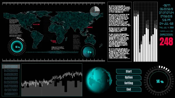 Futuristic user interface dashboard for big data analytic in information chart — Stock Photo, Image